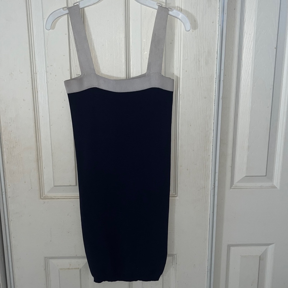 White & Navy Blue Tight Mini Dress